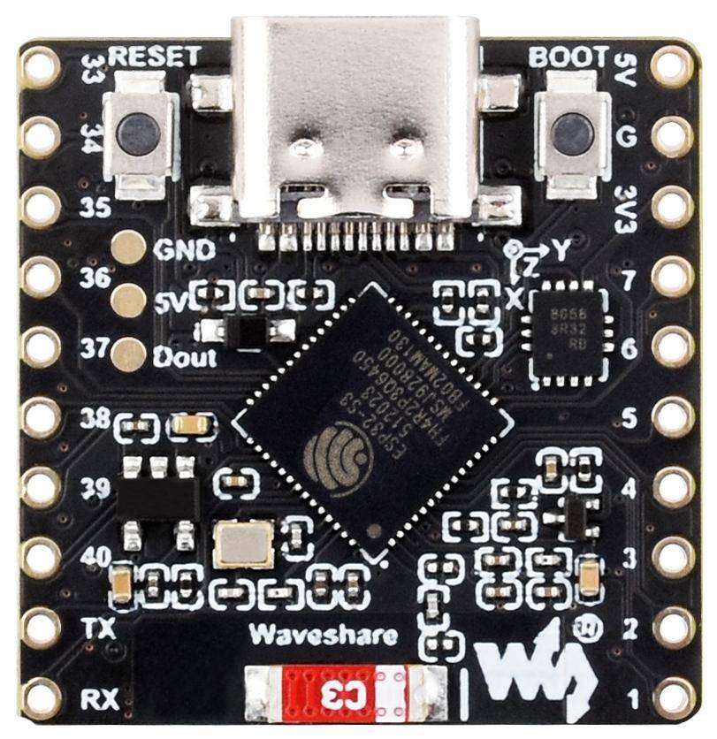 Waveshare ESP32-S3 Matrix Entwicklungsboard, Wi-Fi / Bluetooth 5 LE, 8×8 Matrix, 512KB SRAM, USB-C
