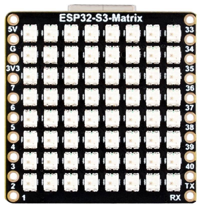 Waveshare ESP32-S3 Matrix Entwicklungsboard, Wi-Fi / Bluetooth 5 LE, 8×8 Matrix, 512KB SRAM, USB-C