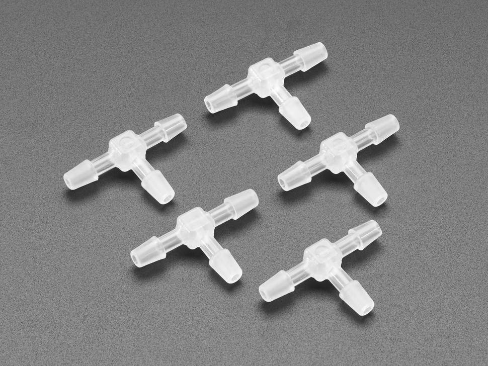 Adafruit T-Connector 5 Pack, Außendurchmesser 4mm, Innendurchmesser 2mm, für 3mm ID Silikonschläuche