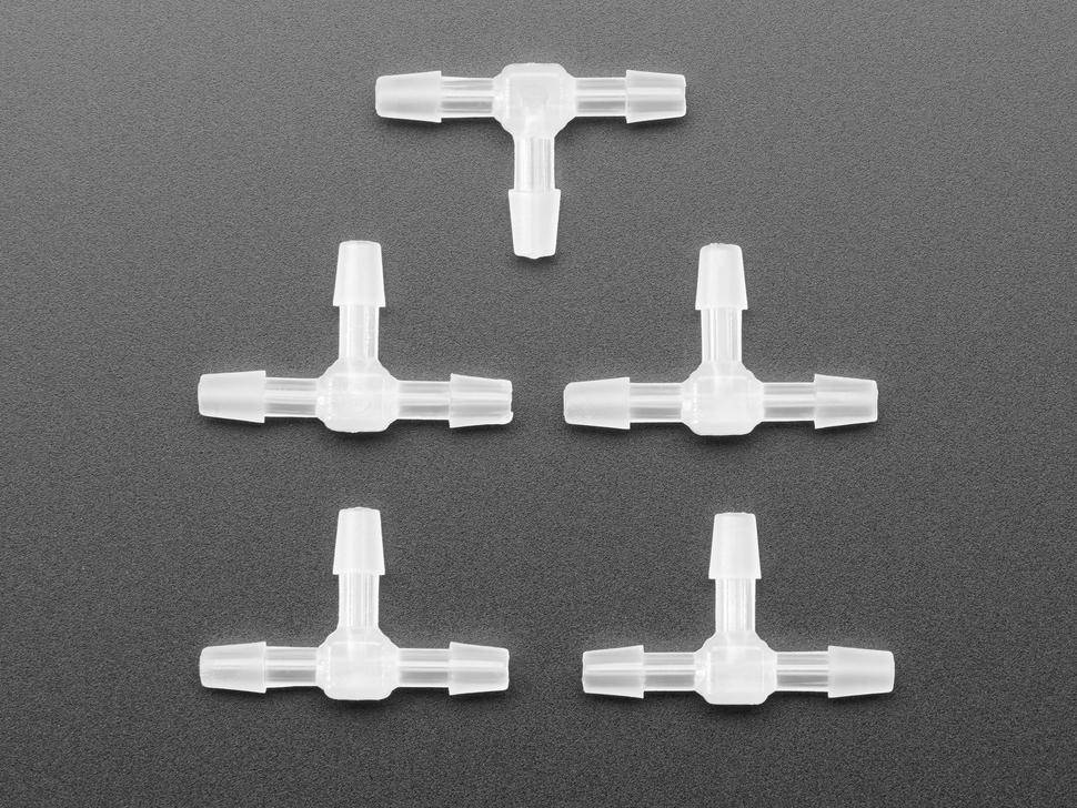 Adafruit T-Connector 5 Pack, Außendurchmesser 4mm, Innendurchmesser 2mm, für 3mm ID Silikonschläuche
