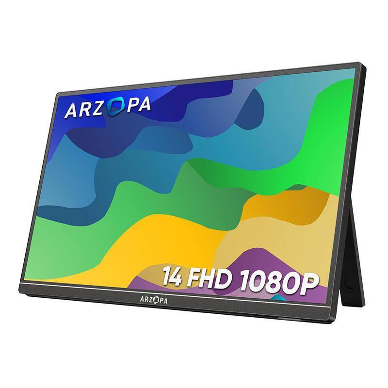 Arzopa A1S, 14,0" Portabler Monitor, 1920x1080, 60Hz, IPS, HDR, mini HDMI + USB-C, schwarz