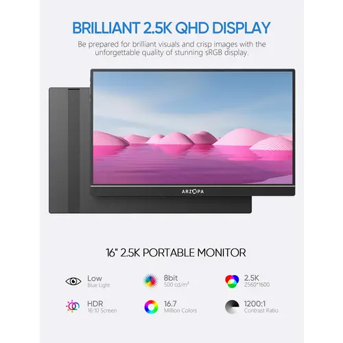 Arzopa Z1RC, 16,0" Portabler Monitor, 2560x1600, 60Hz, IPS, HDR, mini HDMI + USB-C Arzopa Z1RC, 16,0" Portabler Monitor, 2560x1600, 60Hz, IPS, HDR, mini HDMI + USB-C