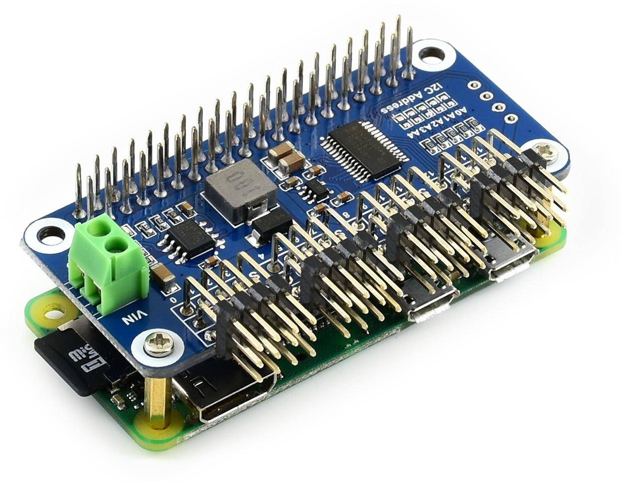 Waveshare Servo Driver HAT, 16-Kanal, 12-Bit PWM, I2C, 5V Regler, für Raspberry Pi / Jetson Nano