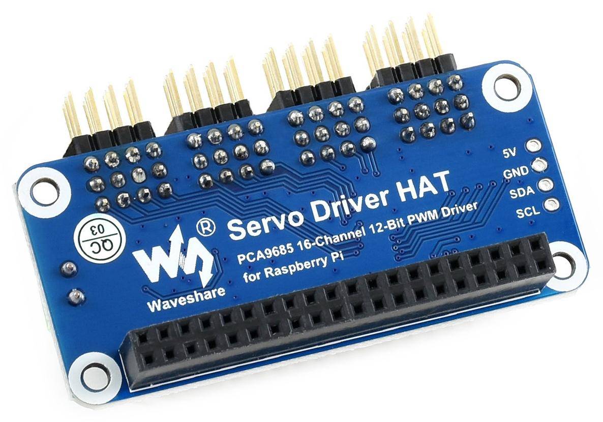 Waveshare Servo Driver HAT (B), 16-Kanal, 12-Bit PWM, I2C, 5V Regler, für Raspberry Pi / Jetson Nano