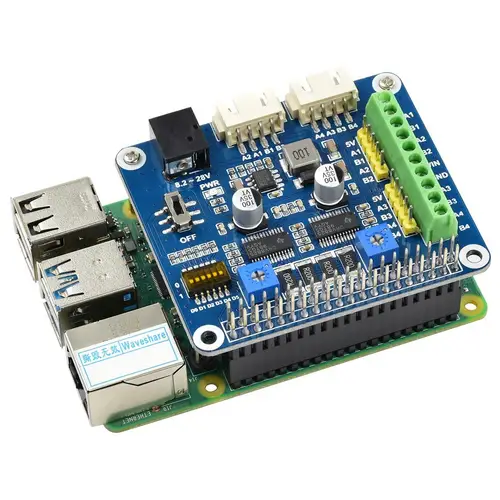 Waveshare Stepper Motor HAT, 2x DRV8825, 1/32 Mikroschritte, Raspberry Pi / Jetson Nano kompatibel Waveshare Stepper Motor HAT, 2x DRV8825, 1/32 Mikroschritte, Raspberry Pi / Jetson Nano kompatibel