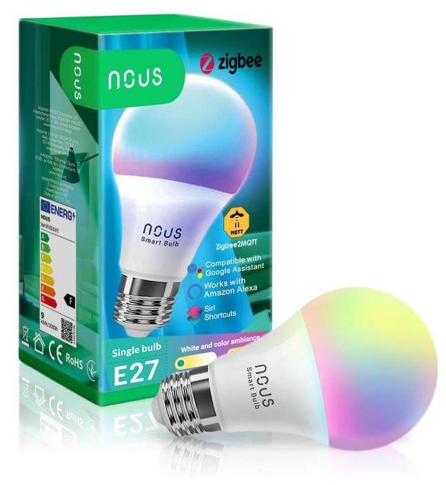 Nous P3Z Smarte Glühbirne, ZigBee 3.0, RGB, E27, 810lm, 2700-6500K, 25000 Stunden, IP20, 9W