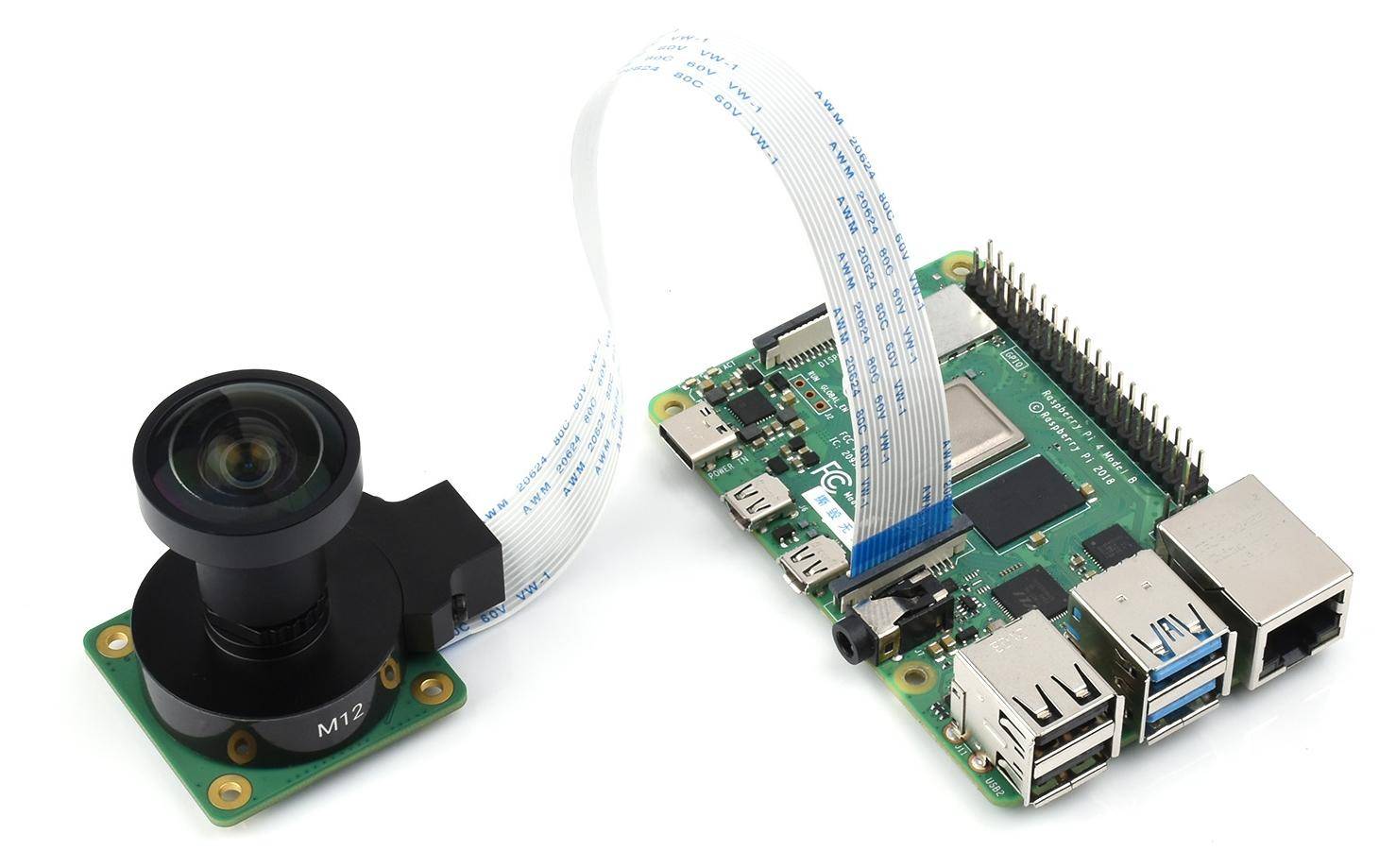 Waveshare WS1603212 Objektiv, 3.2mm, 12MP, Blende F2.0, für Raspberry Pi HQ Kamera M12, 160° FOV