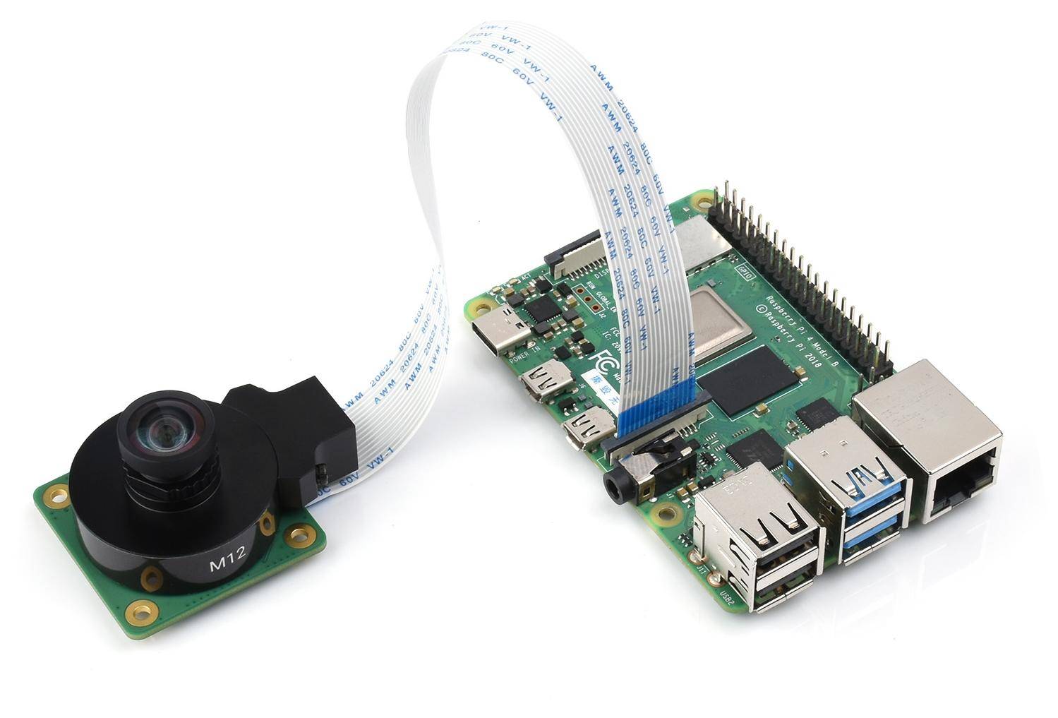 Waveshare WS1132712 Objektiv, 2.7mm, 12MP, Blende F2.8, für Raspberry Pi HQ Kamera M12, 113° FOV