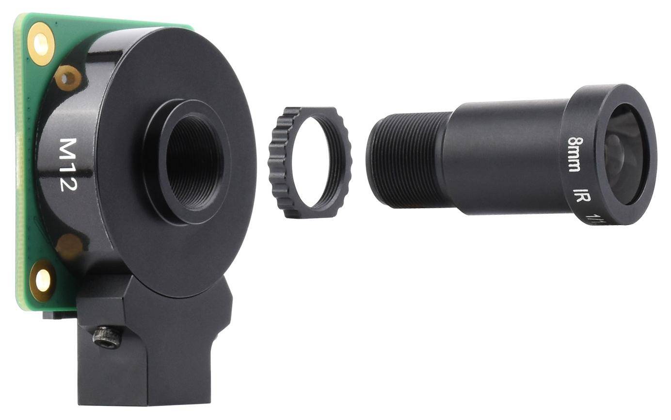 Waveshare WS0698012 Objektiv, 8mm, 12MP, Blende F1.8, für Raspberry Pi HQ Kamera M12, 69.5° FOV