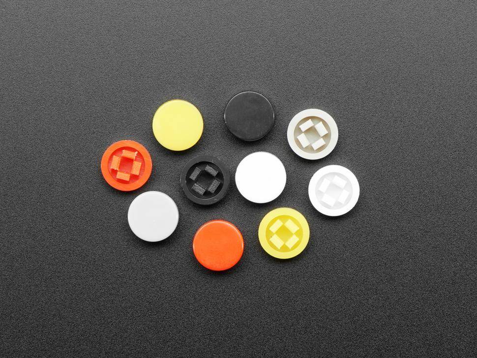 Adafruit Taktile Tastenabdeckungen für PyGamer, 10 candyfarbene Kappen, 8mm Durchmesser