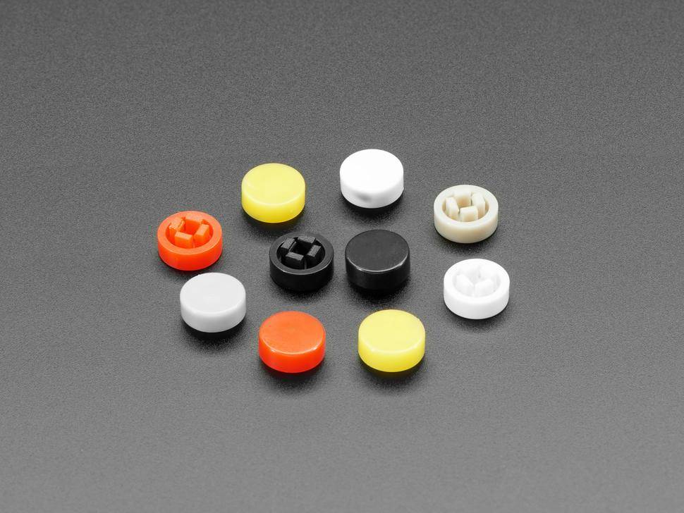 Adafruit Taktile Tastenabdeckungen für PyGamer, 10 candyfarbene Kappen, 8mm Durchmesser