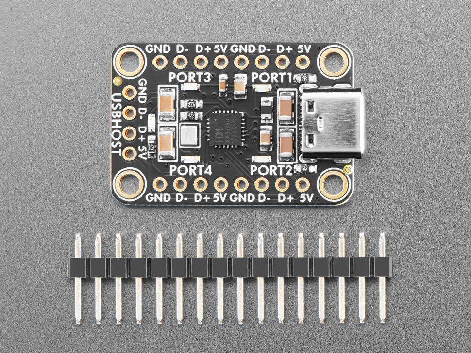 Adafruit CH334F Mini 4-Port USB Hub Breakout, USB 2.1, MTT-Modus, 4 Pin Ports
