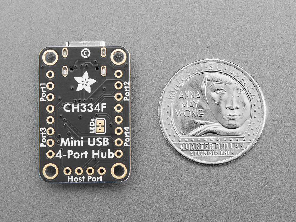 Adafruit CH334F Mini 4-Port USB Hub Breakout, USB 2.1, MTT-Modus, 4 Pin Ports