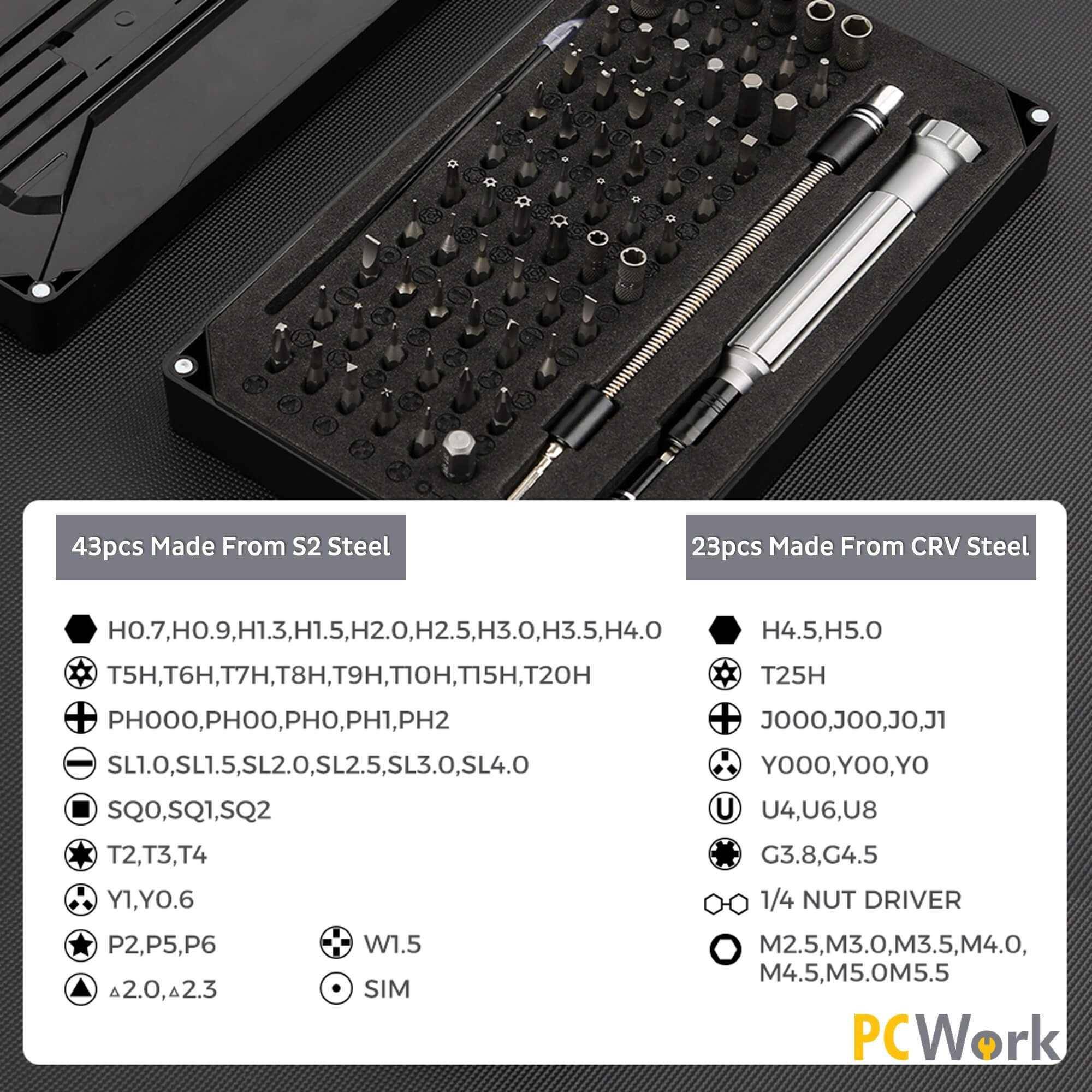 PCWork PCW08J Präzisions-Schraubendreher Set, Koffer, 89 Teile