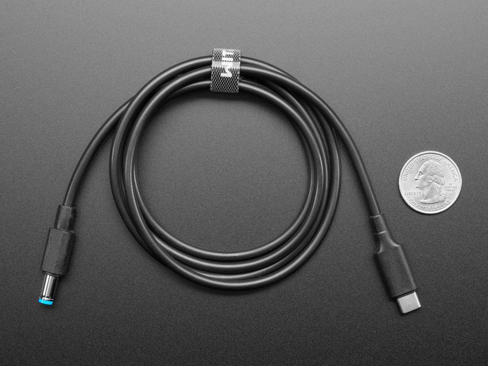 Adafruit USB-C PD zu 5,5mm DC Barrel Jack Kabel, 1,2m, EMARK-Chip, 5A, 5V