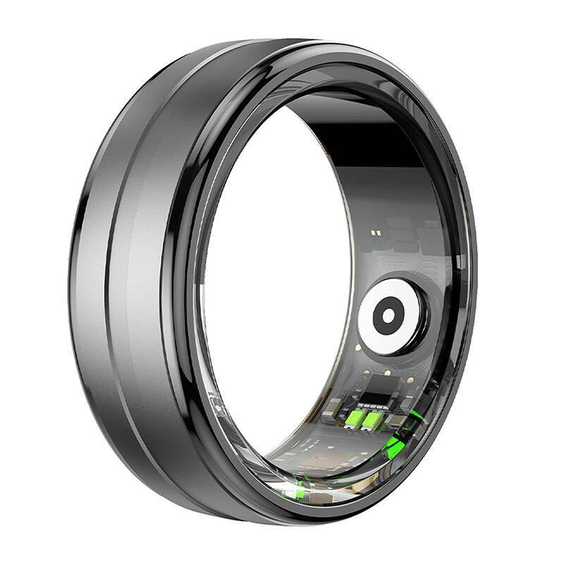 Colmi R06 Smart Ring, überwacht Herzfrequenz, Schlaf & Blutsauerstoff, Schrittzähler, IP68 - Farbe: schwarz - Größe: 8