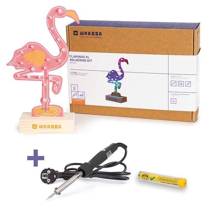 WHADDA Lötkit XL-Flamingo, vorprogrammierter ATtiny-Chip, Bausatz mit Lötkolben und Lötzinn