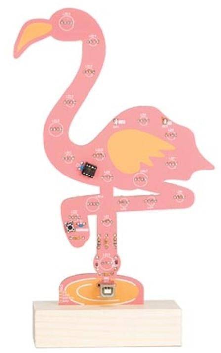 WHADDA Lötkit XL-Flamingo, vorprogrammierter ATtiny-Chip, Bausatz mit Lötkolben und Lötzinn