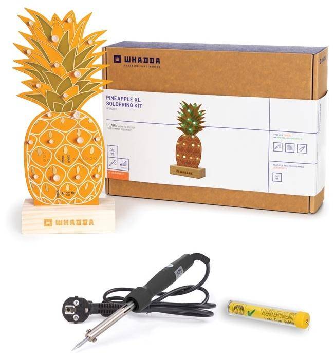 WHADDA Lötkit XL-Ananas, vorprogrammierter ATtiny-Chip, Bausatz mit Lötkolben und Lötzinn