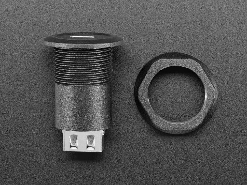 Adafruit USB C auf USB A Einbauadapter, rund, 30mm, für Gehäuse bis 16mm Dicke