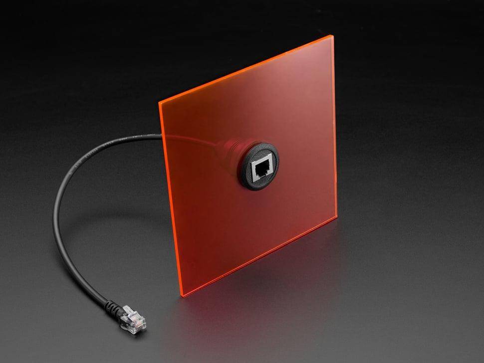 Adafruit RJ-12/RJ-11 Einbauadapter, rund, 30mm, für Gehäuse bis 16mm Dicke