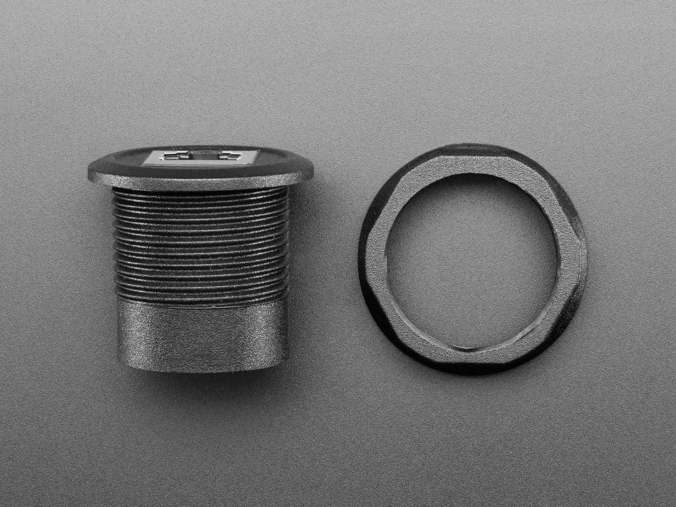 Adafruit RJ-12/RJ-11 Einbauadapter, rund, 30mm, für Gehäuse bis 16mm Dicke