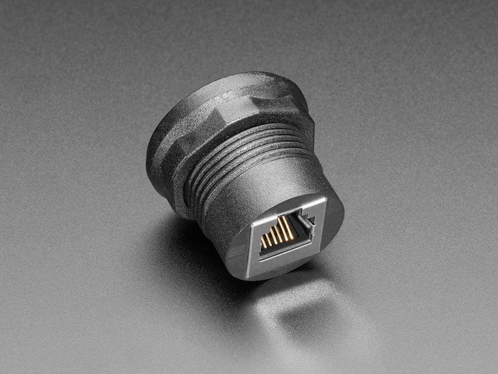 Adafruit RJ-12/RJ-11 Einbauadapter, rund, 30mm, für Gehäuse bis 16mm Dicke