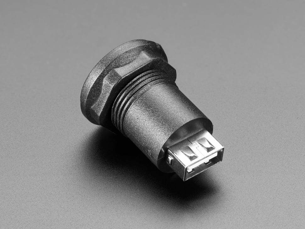 Adafruit USB A auf Micro USB B Einbauadapter, rund, 30mm, für Gehäuse bis 16mm Dicke