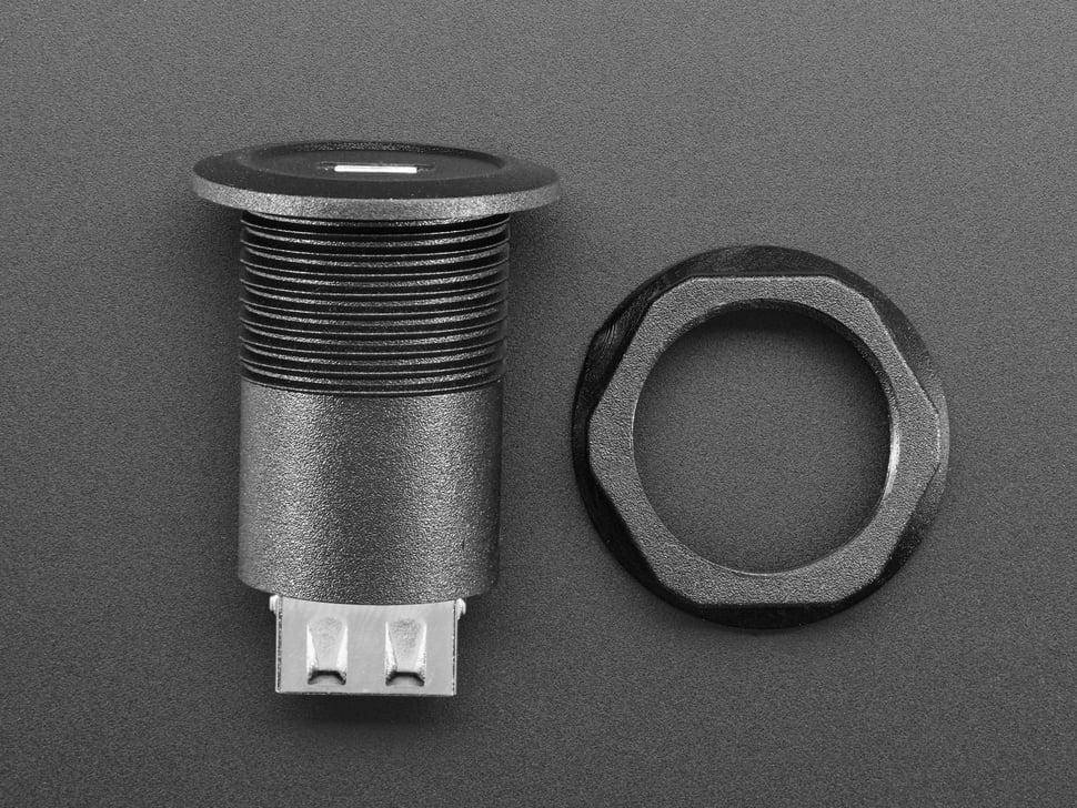 Adafruit Micro USB B auf USB A Einbauadapter, rund, 30mm, für Gehäuse bis 16mm Dicke