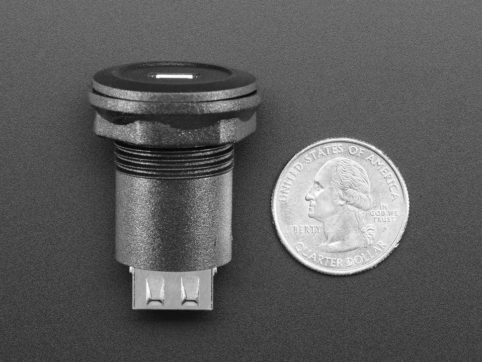 Adafruit USB A auf Micro USB B Einbauadapter, rund, 30mm, für Gehäuse bis 16mm Dicke