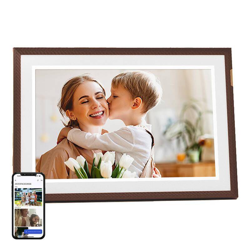 Arzopa D10 Smart Photo Frame, Digitaler Bilderrahmen, Touchscreen, WLAN, 1280x800, 10,1", braun