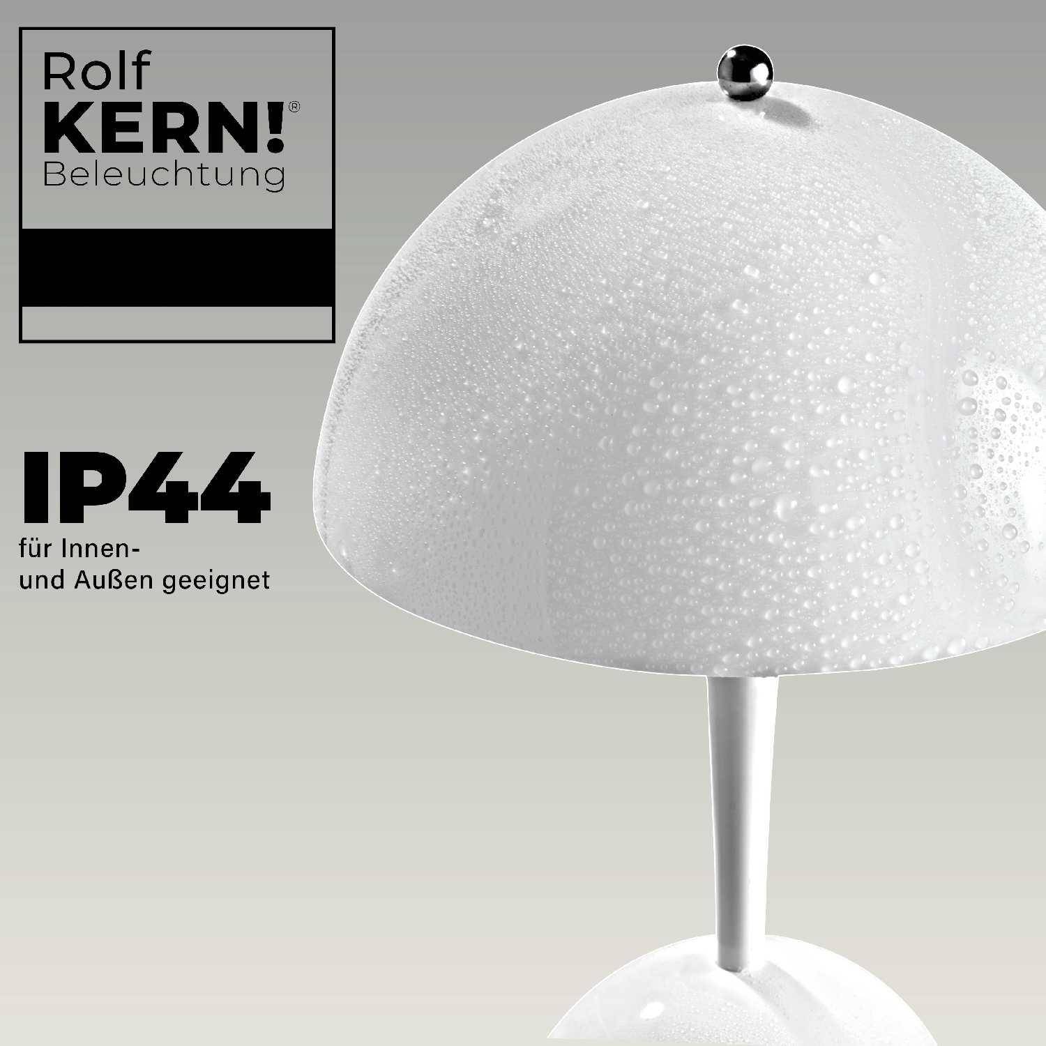 ROLF KERN Stil, LED-Tischleuchte, dimmbar, Akku 2200mAh, 150lm, 2700K, IP44, 1,9W, 24cm