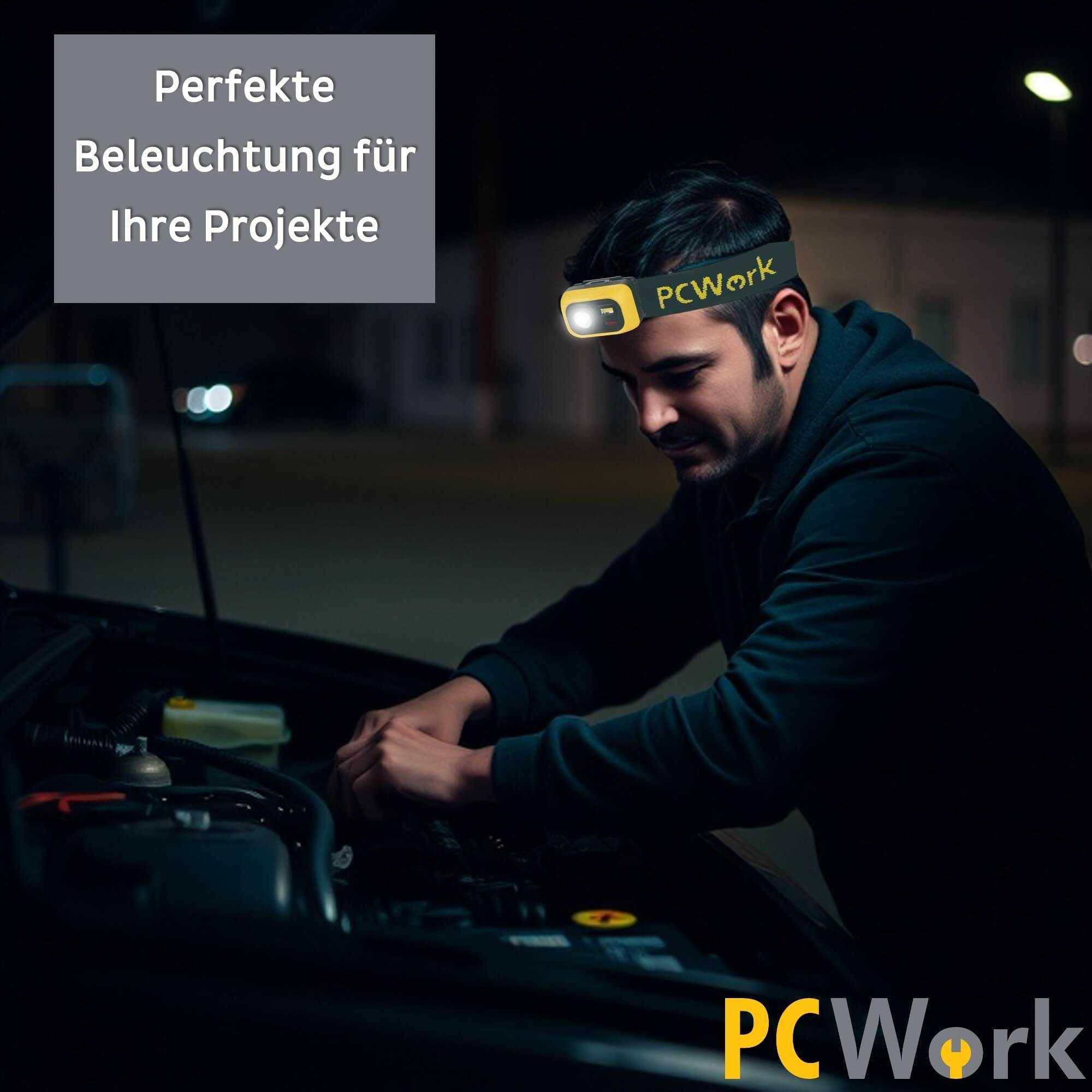 PCWork PCW12D LED Stirnlampe, 300lm, CREE XPG3, IPX6, 45° schwenkbar, 3x AAA, 62g