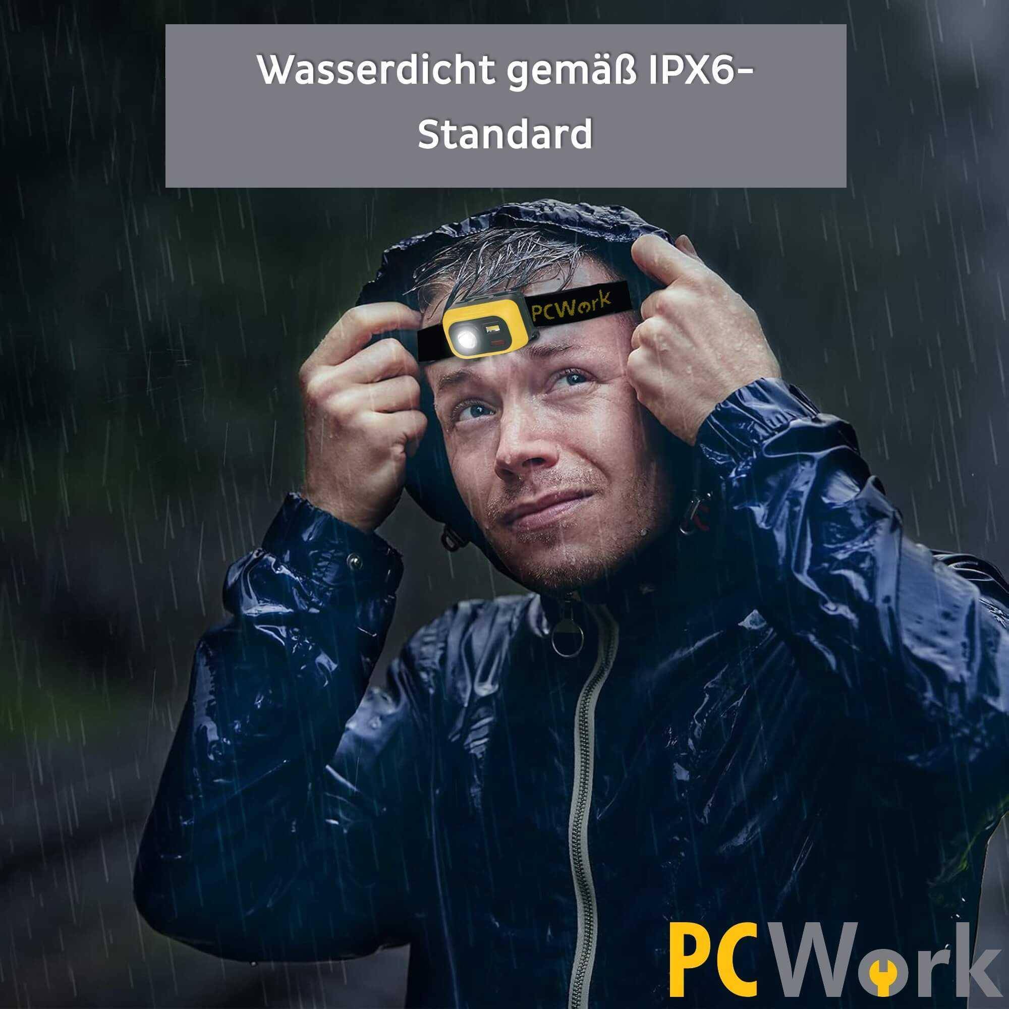 PCWork PCW12D LED Stirnlampe, 300lm, CREE XPG3, IPX6, 45° schwenkbar, 3x AAA, 62g