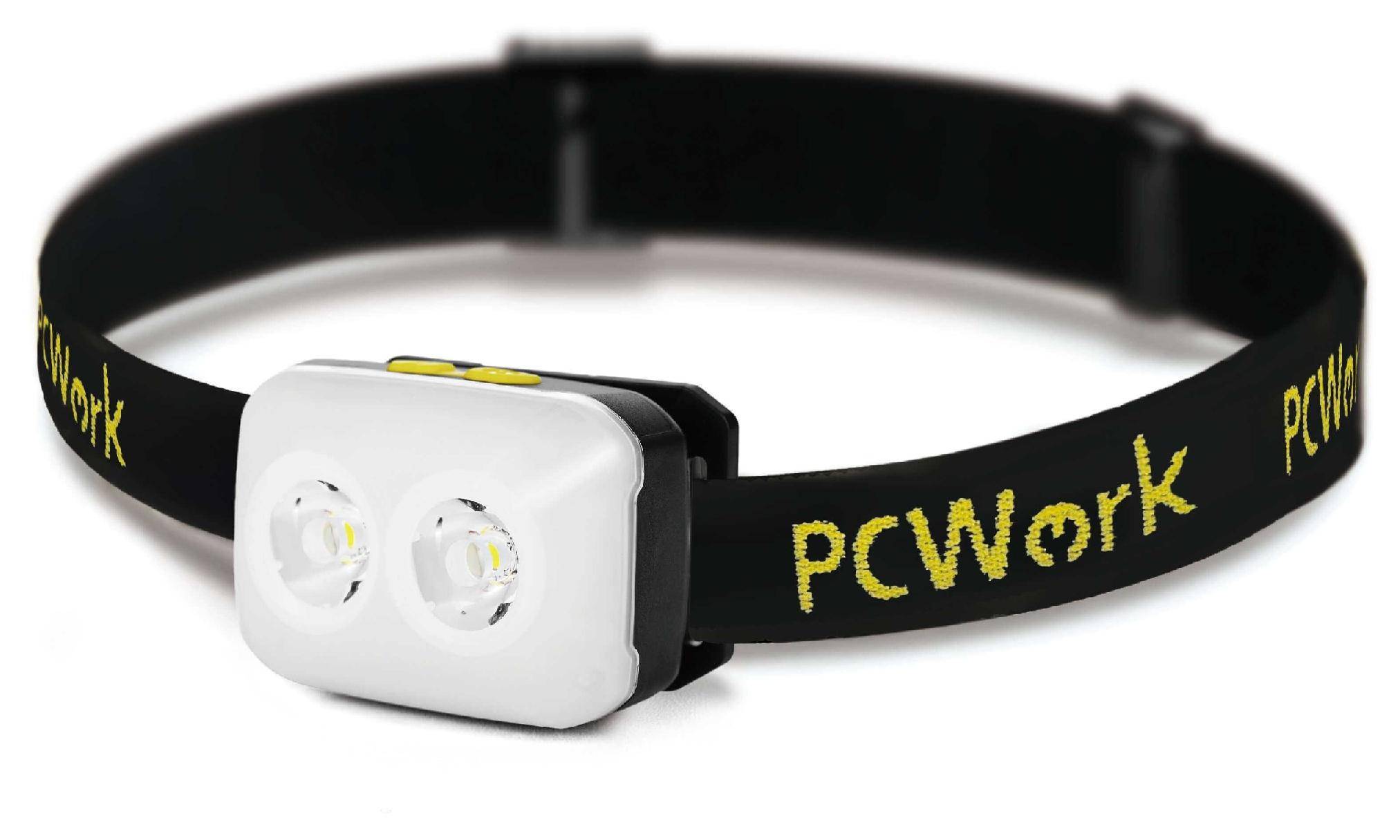 PCWork PCW12C LED Stirnlampe, 380lm, XTE LED, IPX4, 185g, USB-C, 1500mAh Akku