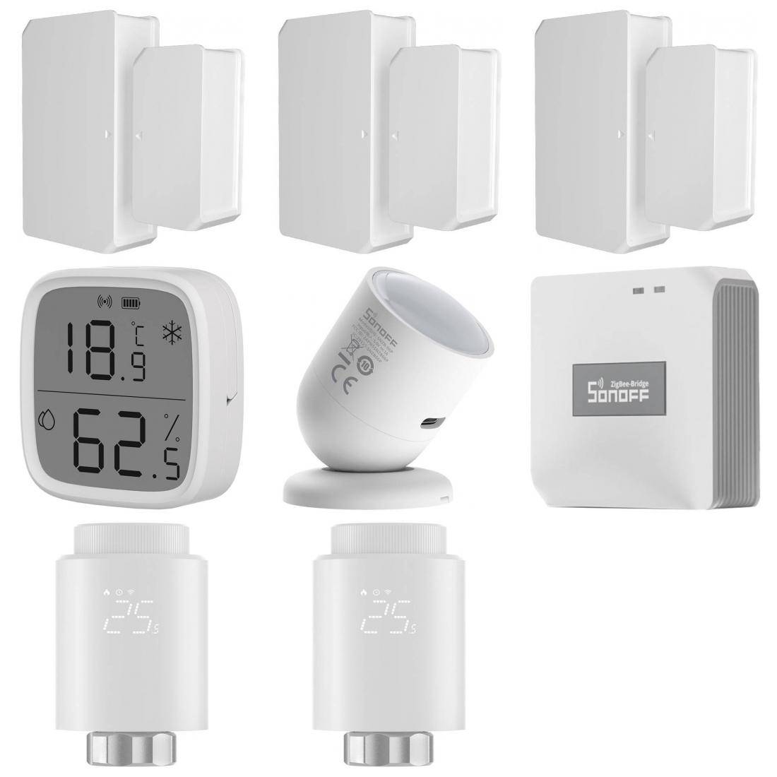 Sonoff Smarter Heizen Bundle, intelligente Temperaturregelung mit Anwesenheits-Erkennung, 8-teilig