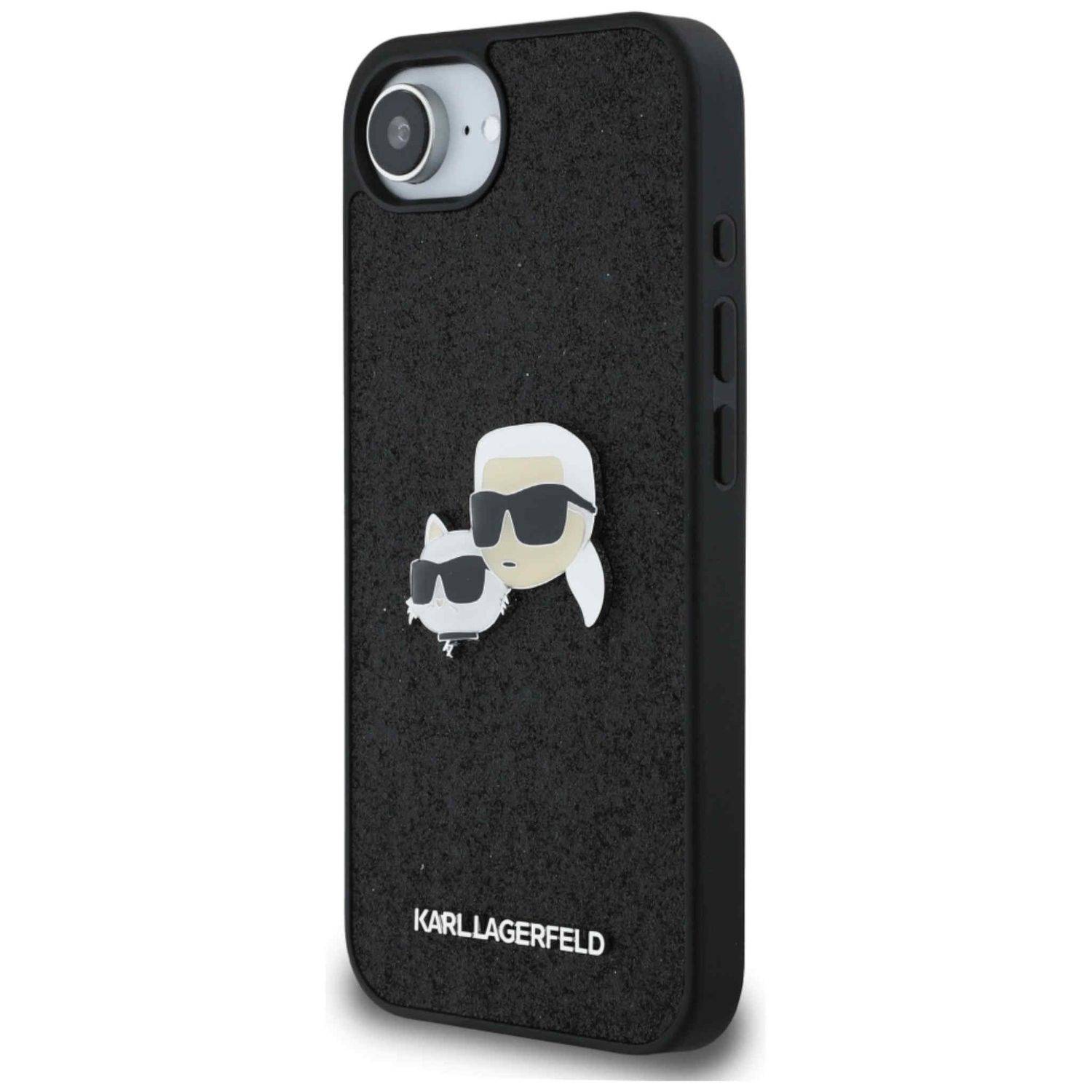 Karl Lagerfeld Apple iPhone 16e Fixed Glitter Heads Metal Pin Hülle