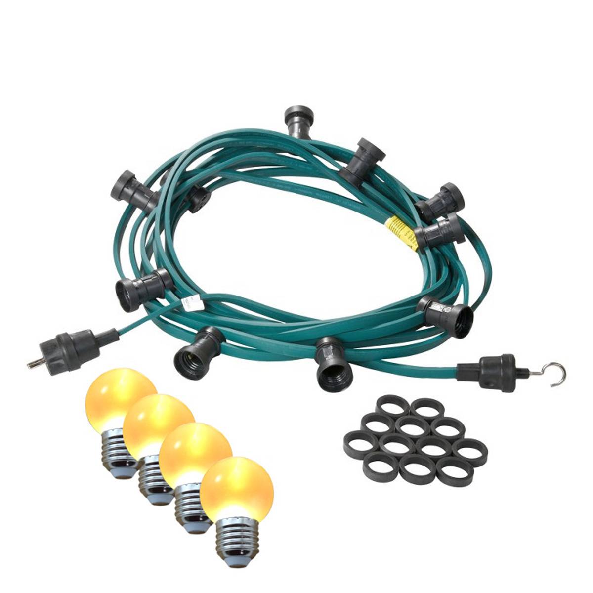 Illu- Partylichterkette 30m Grün Terrasse Garten 30 Ultra-Warmweiße LED Kugeln