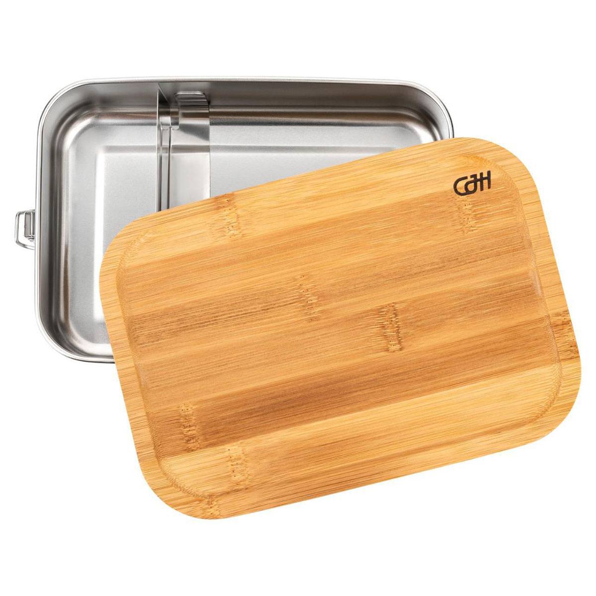 Herbertz Edelstahl Lunch Box Mit Trenner Und Bambus-Deckel - XL