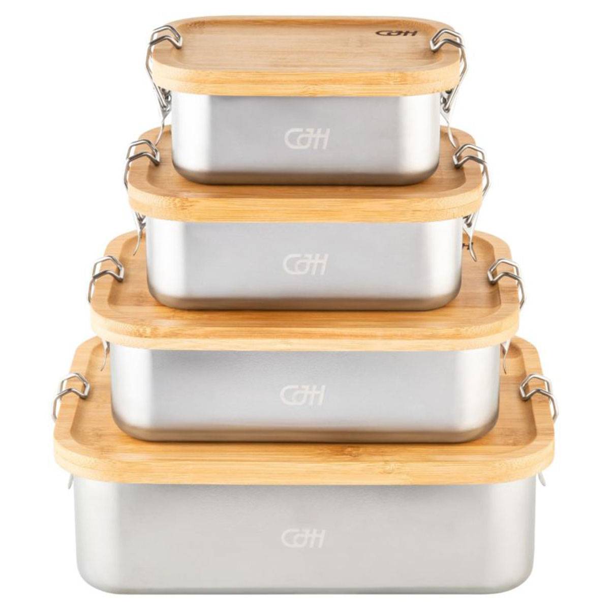 Herbertz Edelstahl Lunch Box mit Bambus-Deckel - S