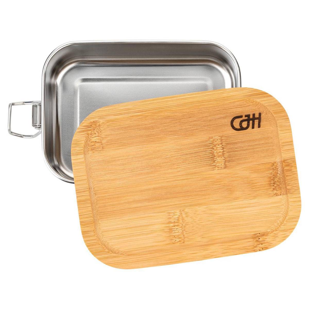 Herbertz Edelstahl Lunch Box mit Bambus-Deckel - S