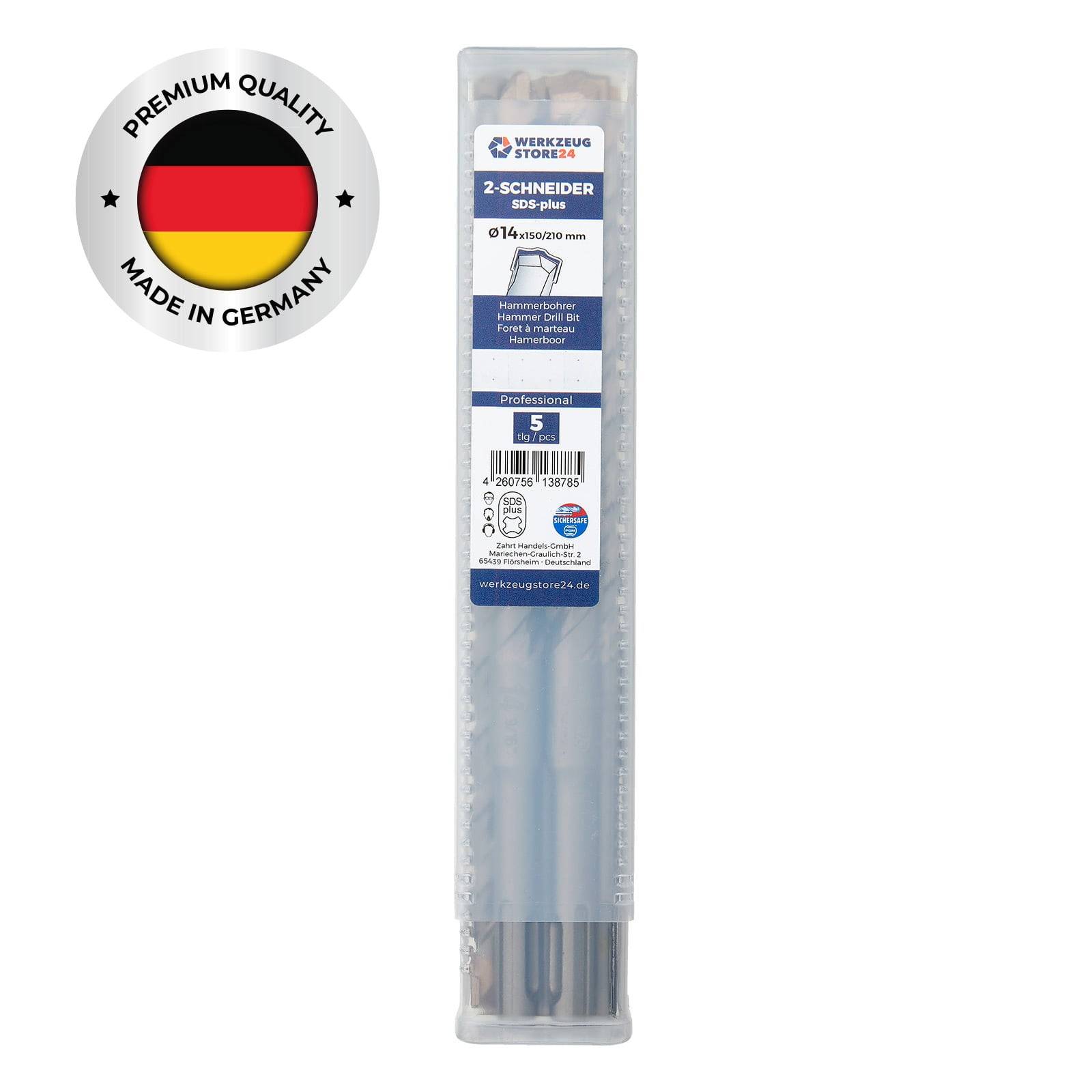 Packung mit '2 Schneider DSP-Stiften' mit deutscher Flaggenetikette mit dem Hinweis 'Premium-Qualität, hergestellt in Deutschland'.