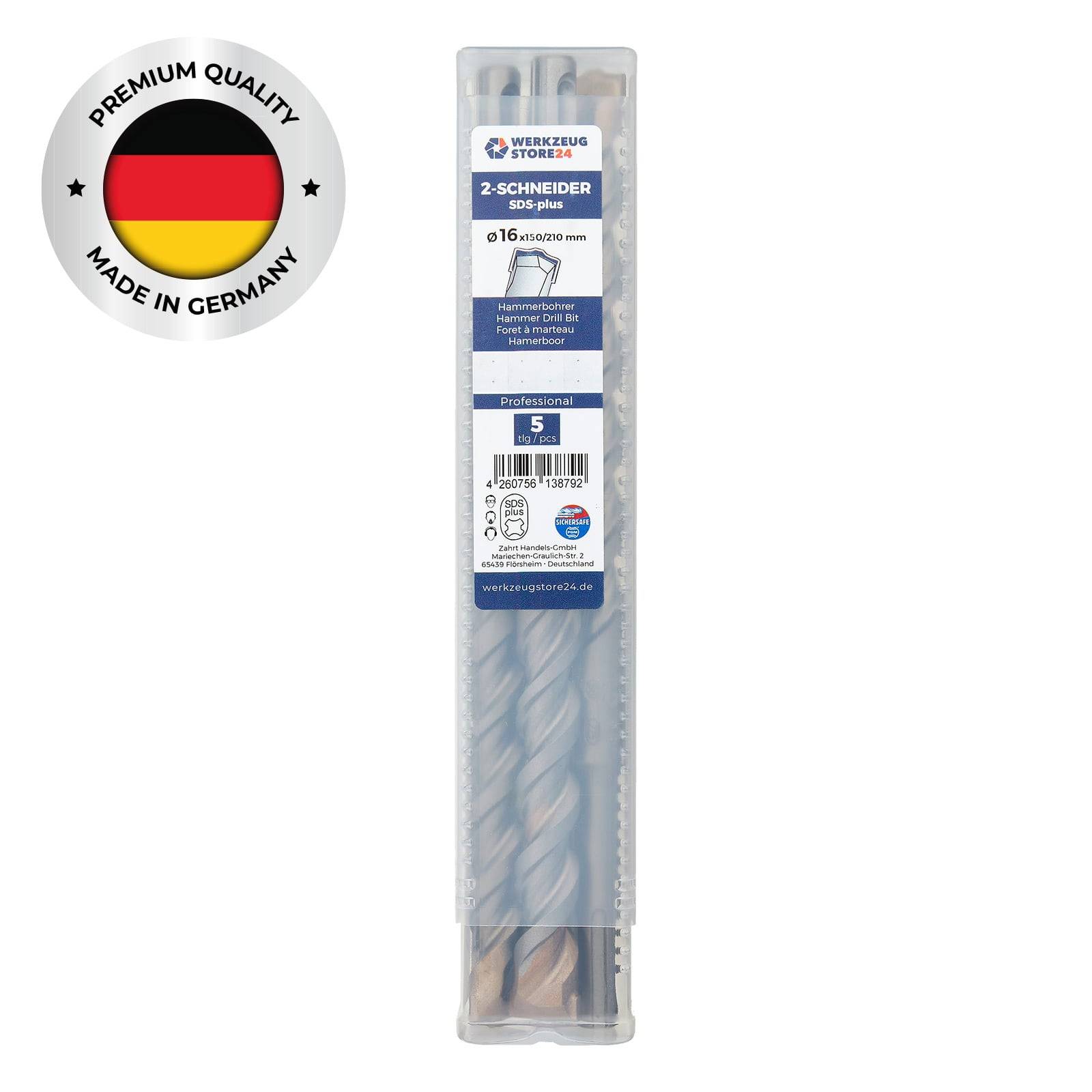 Hochwertiges deutsches Bohrbit-Set in Verpackung, Marke 'Werkzeug Store24', Größe 16 mm, 2 Stück.