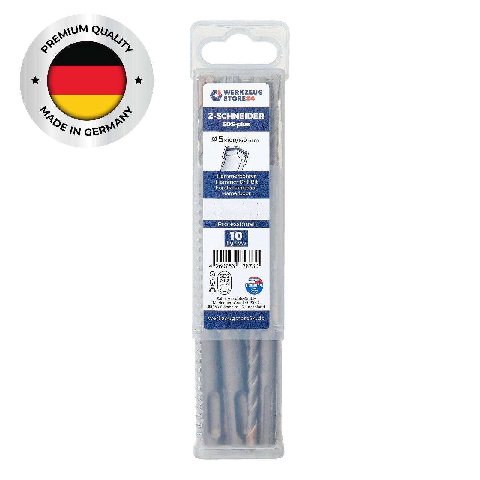 WS24 10x SDS-Plus Hammerbohrer PRO Ø 5 x 160 / 100 mm - WS24-100419
