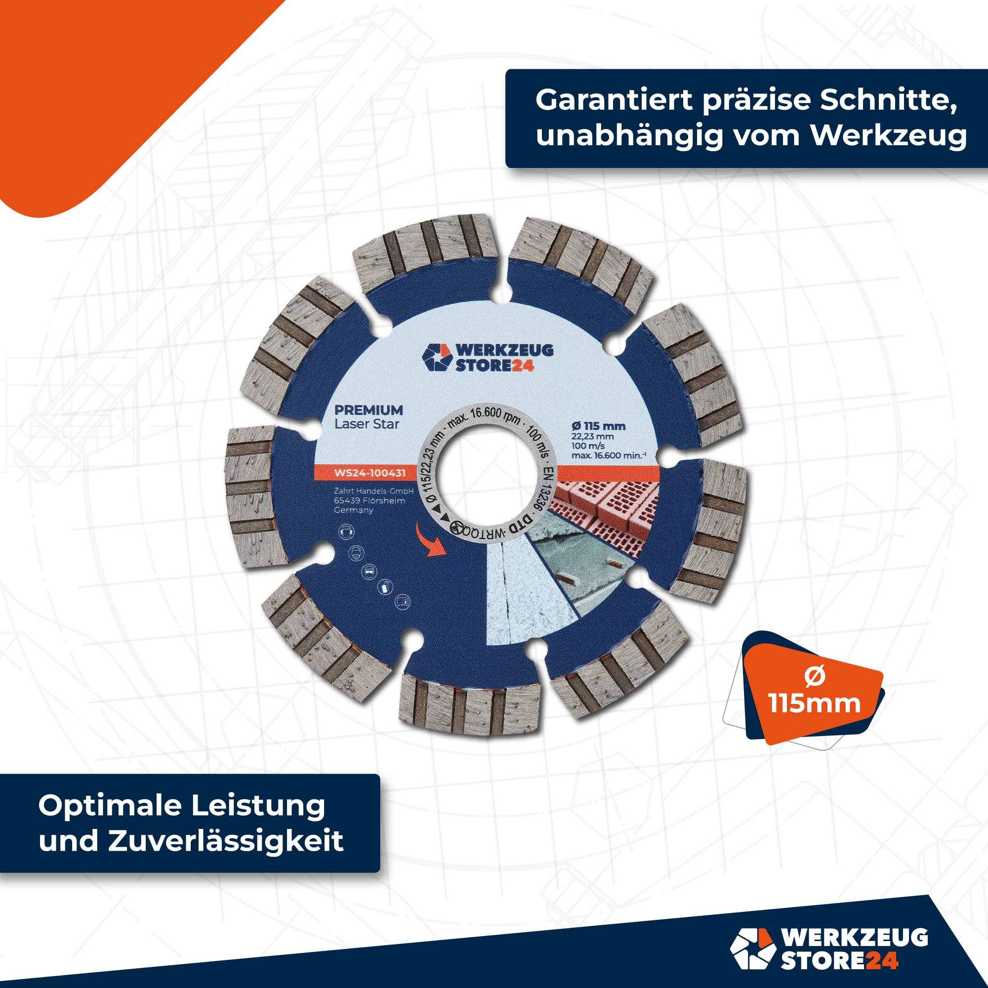 WS24 Diamanttrennscheibe Premium Laser Universal 115 mm - WS24-100431
