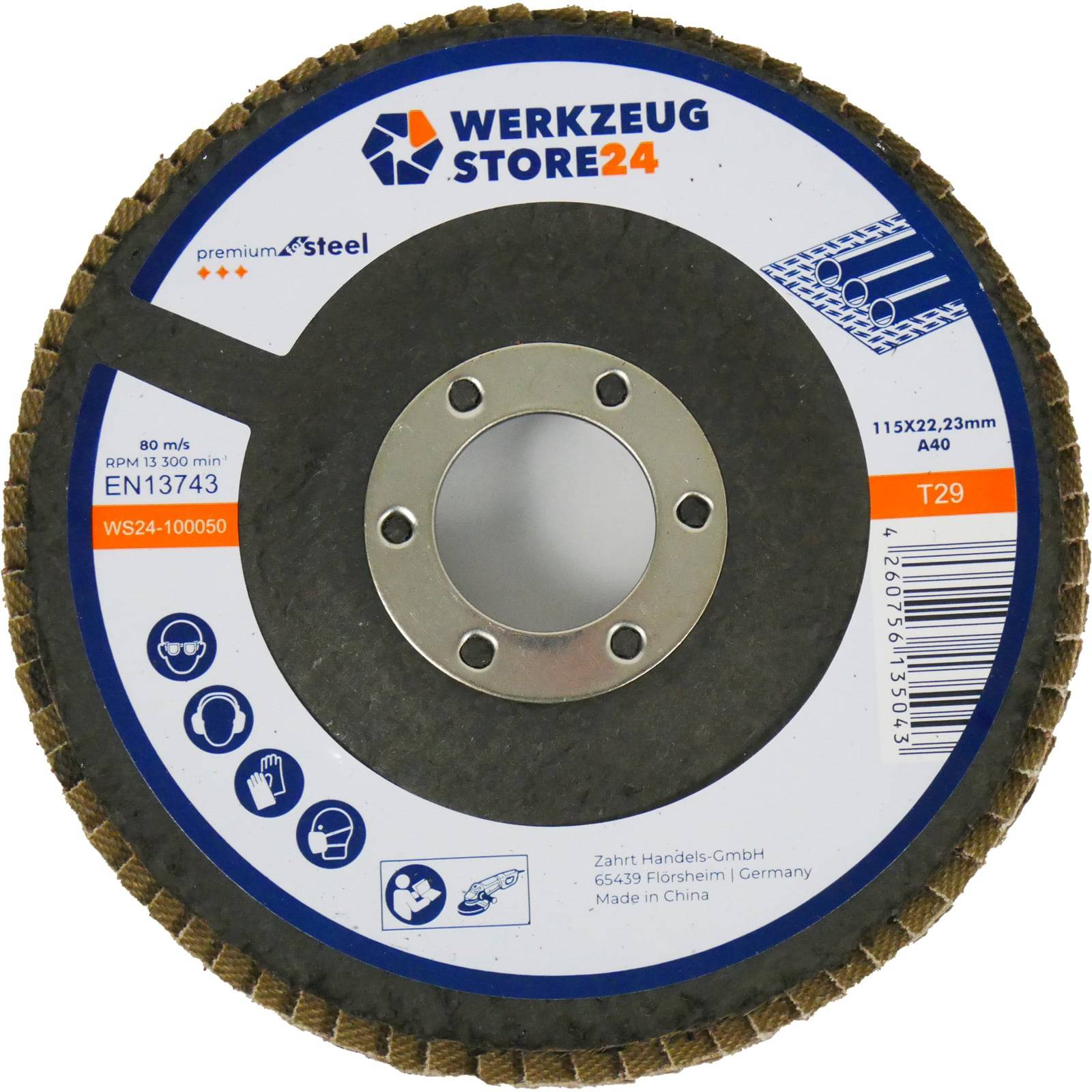 WS24 10x Lamellenschleifscheibe 115 mm gewölbt Aluminiumoxid K 40 - WS24-100050