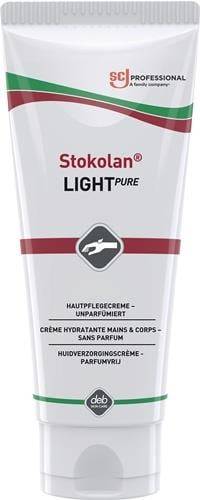 Tube Stokolan Light Pure Feuchtigkeitscreme; unparfümierte Hautpflege für Hände und Körper.