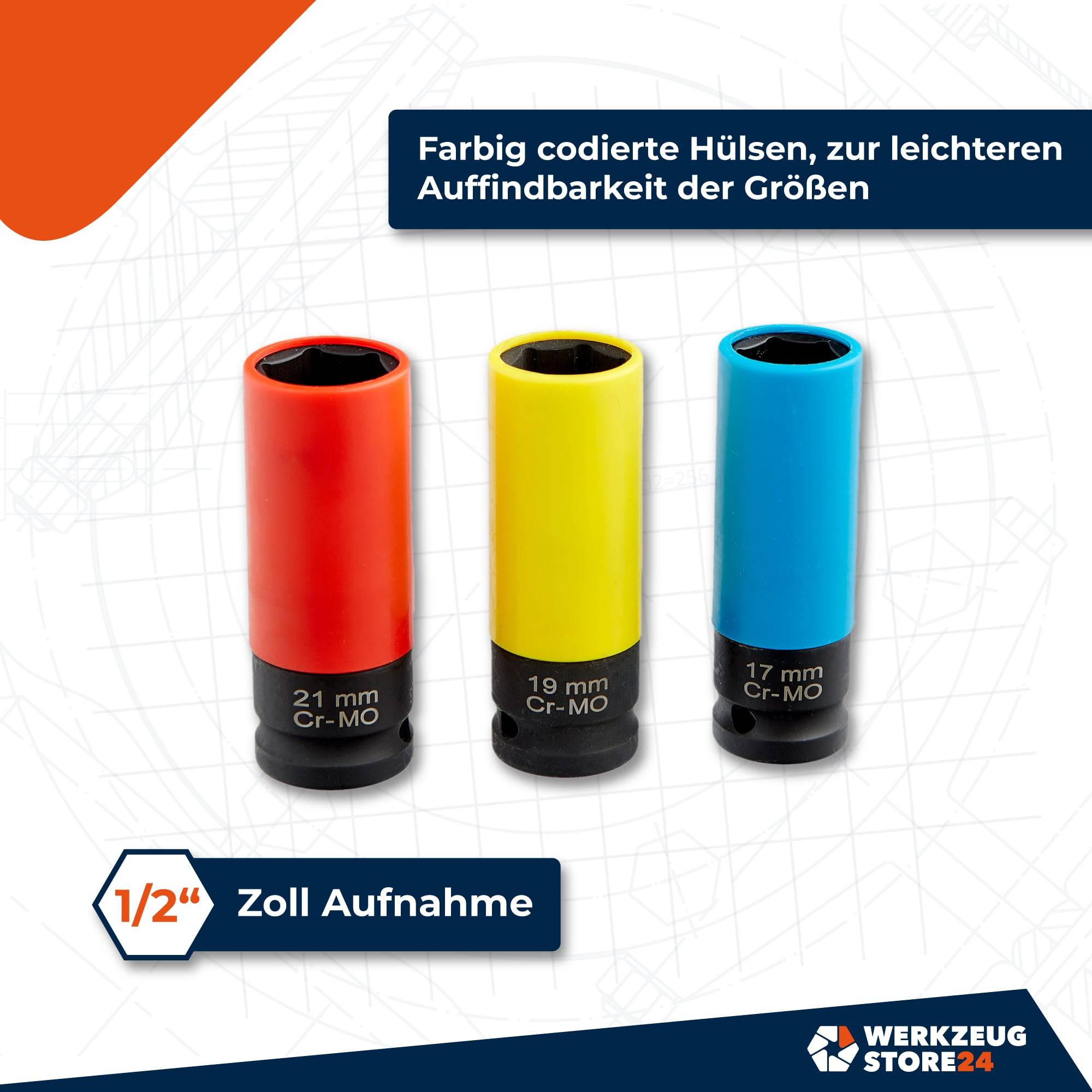 WS24 Steckschlüsseleinsätze 1/2" Antrieb SW 17 19 21 - WS24-100121