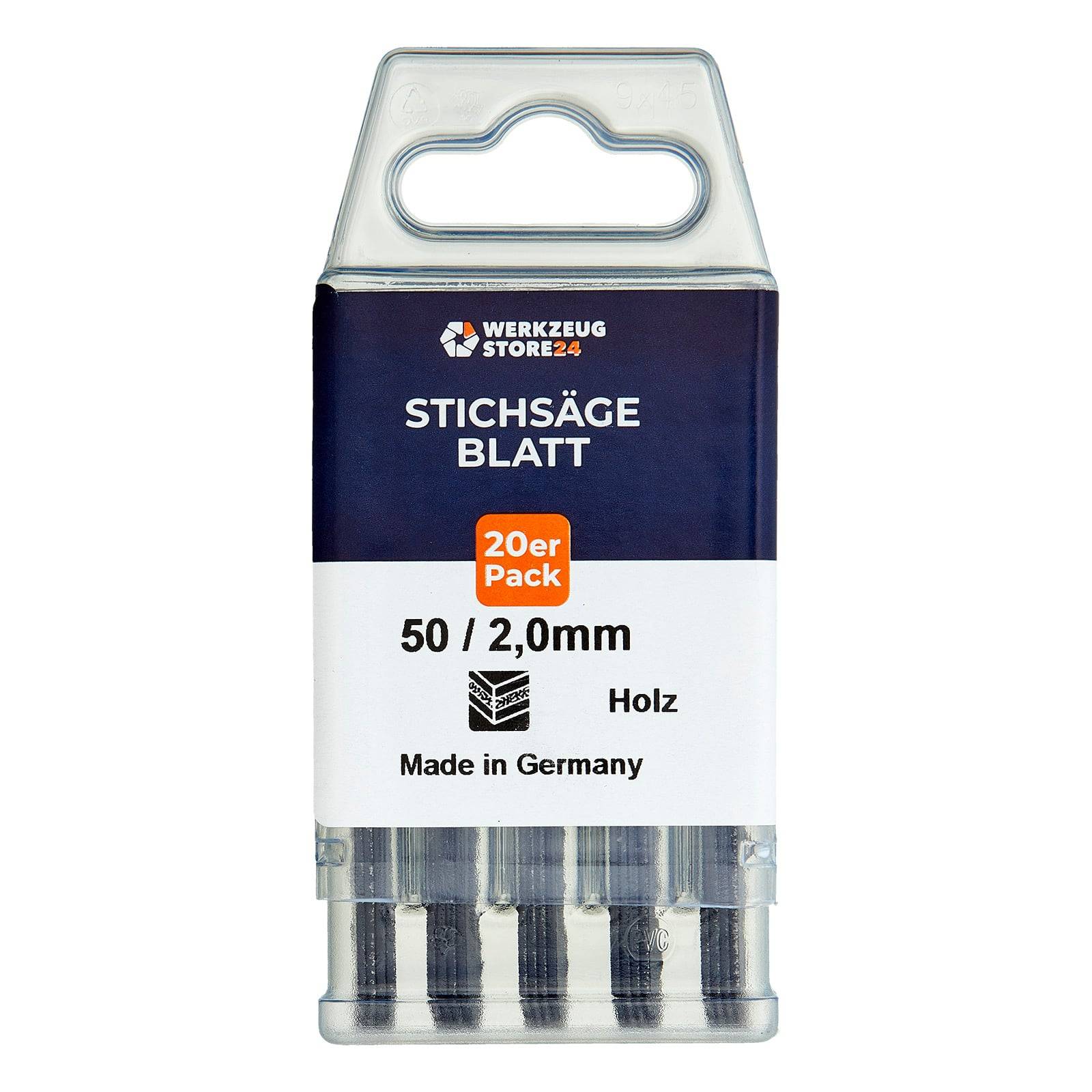 Stichsägeblatt-Set für Holz, 50 Stück, 2,0 mm, Made in Germany.