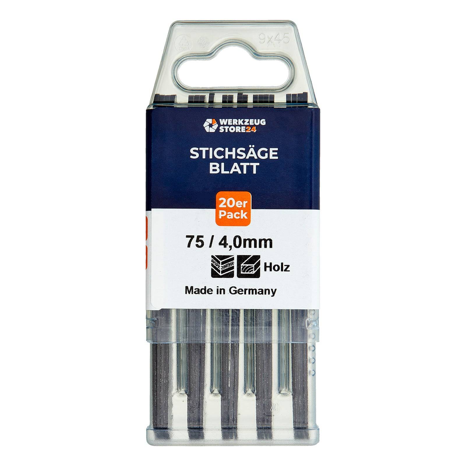Stichsägeblatt, 20er Pack, 75/4,0 mm, Holz, Made in Germany